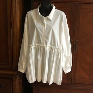 NWT Marc NY sz L Crisp White Top with High Bodice